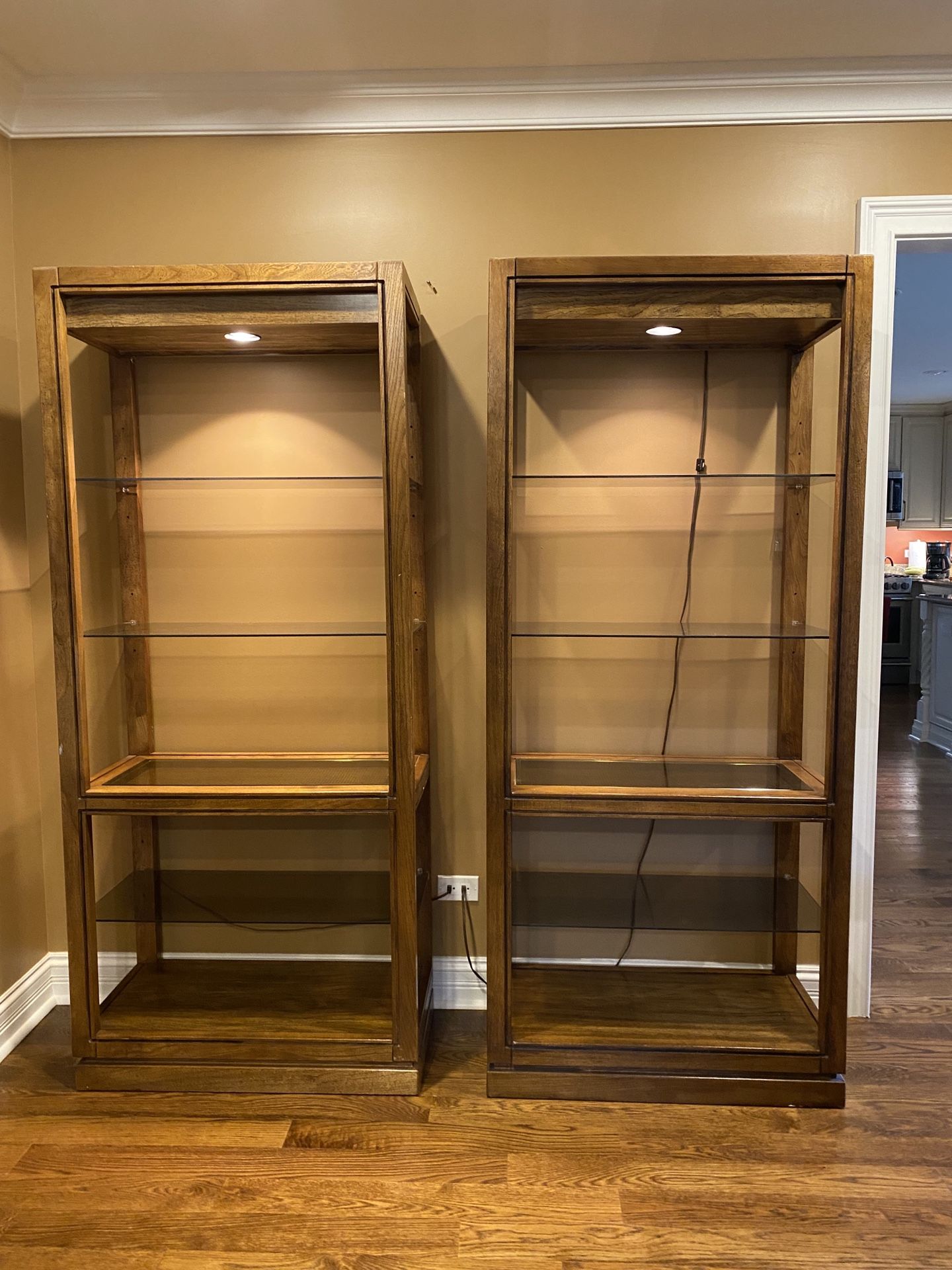 Set of Wood/Glaas Bookshelves