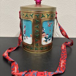 Disney Parks Christmas Holiday 2023 Gold Rotating Musical Tin Popcorn Bucket