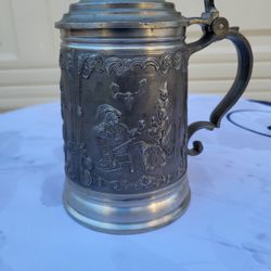 Vintage BMF Zinn 95% German Pewter Beer Stein - Made in Germany