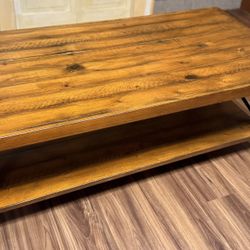 Joss & Main Forelli Coffee Table. Solid Wood with Wrought Iron Frame.