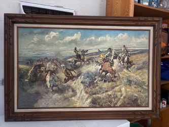 C.M. Russell reproduction, landscape large painting