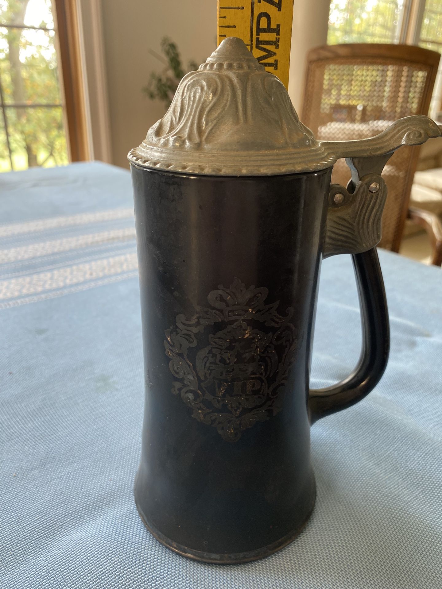 VTG RIP Black Glass Stein W/Poem “The Wonderful Love Of A Beautiful Maid”