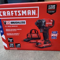Craftsman 1/4 Impact Driver - Brushless - Drill Kit New