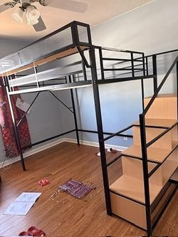 Queen loft bed with stairs