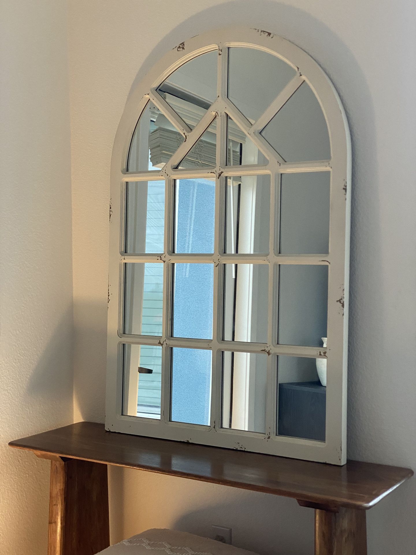 Arched Wood Mirror White
