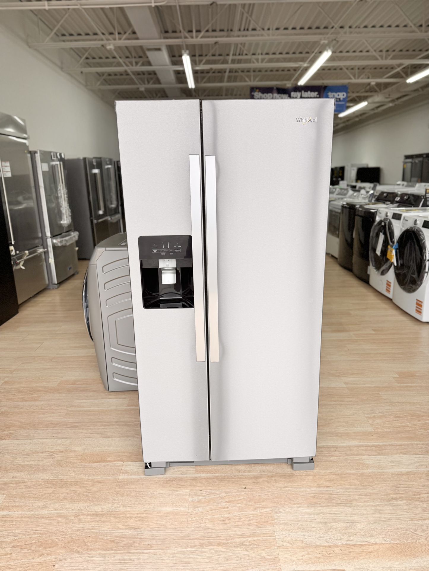 New Whirlpool - 21.4 Cu. Ft. Side-by-Side Refrigerator with Fingerprint Resistant - Model: WRS321SDHZ