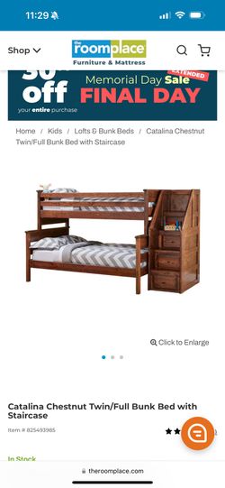 Catalina Chestnut Twin/Full Bunk Bed with Staircase