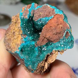 Tranquil Blue-Green Dioptase In Red Limonite Matrix Thumbnail