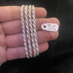 925 Silver rope chain 26 inches