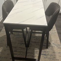 White Marble Small Table With Chairs