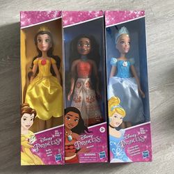 Disney Princess Cinderella Belle Moana doll bundle New