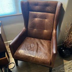 West Elm James Harrison Leather Wingback Chair