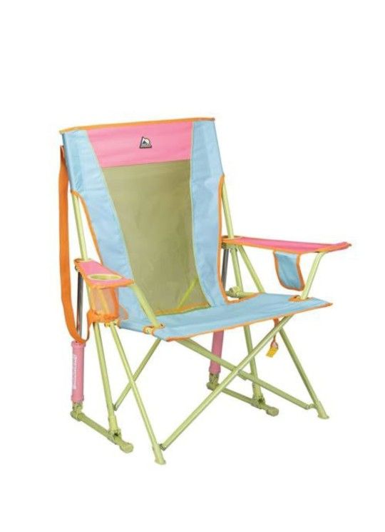 GCI Outdoor Comfort Pro Rocker Camping Chair | Portable Folding Rocking Chair with Durable Armrests & Drink Holder — Sweet Tea