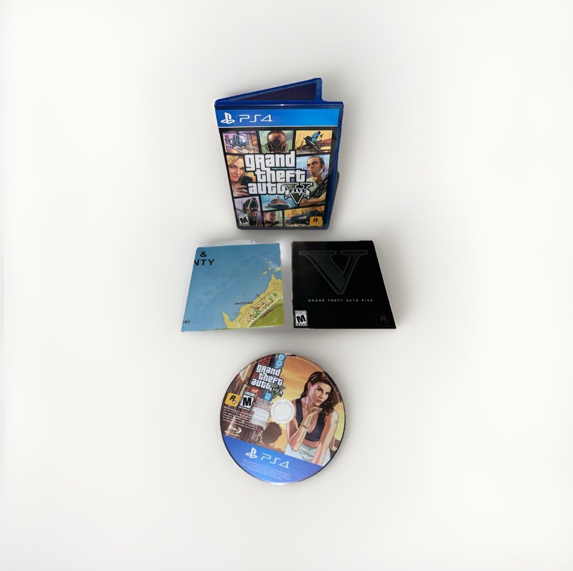 Grand Theft Auto V 5 (PlayStation 4, 2014) Complete w/ Map + Manual -