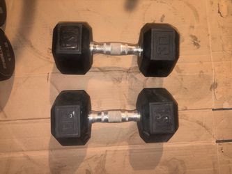 TSA 30 lb Rubber Hex Dumbbell Pair