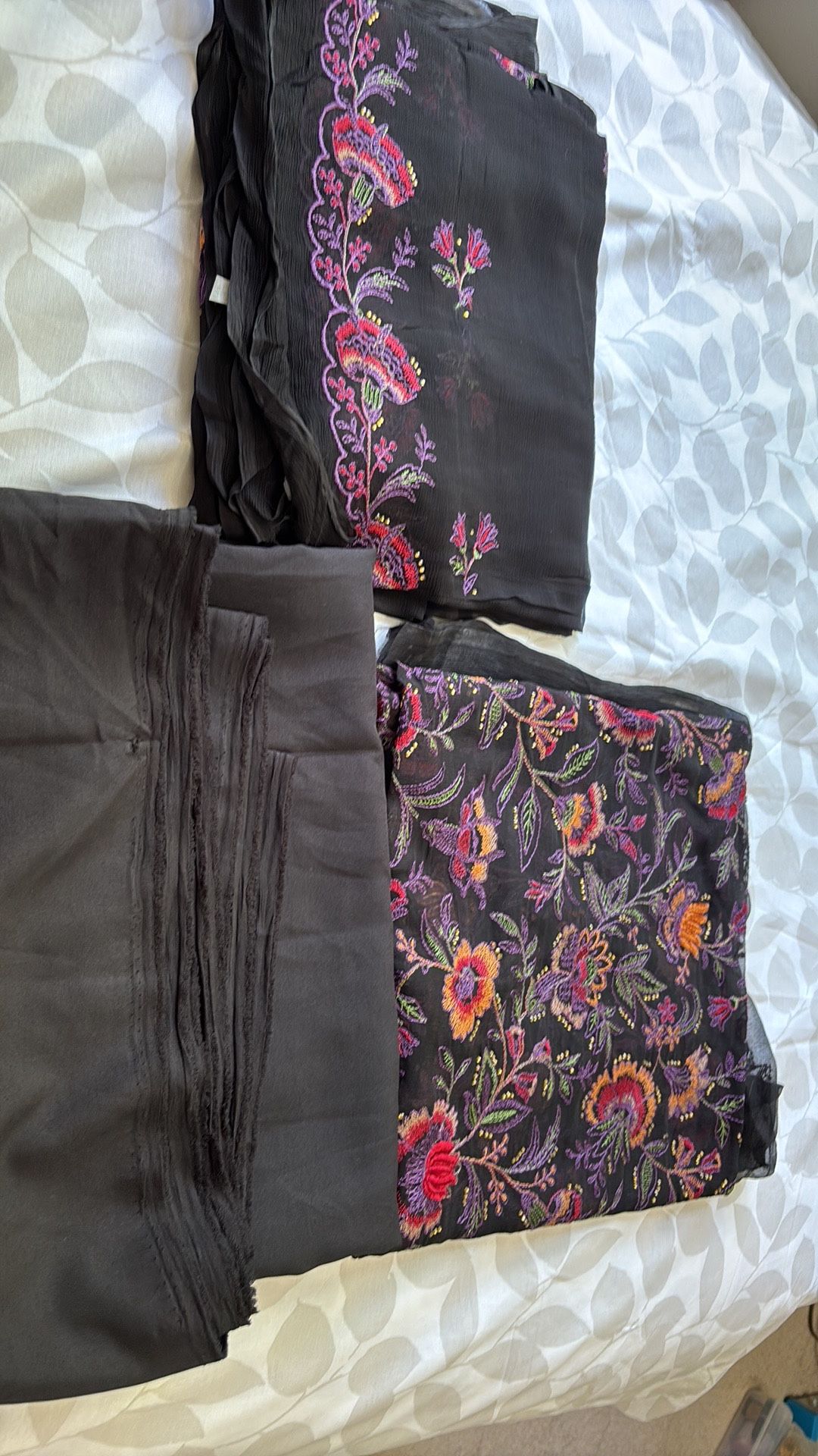 Black 3pc Pure Chiffon Suit