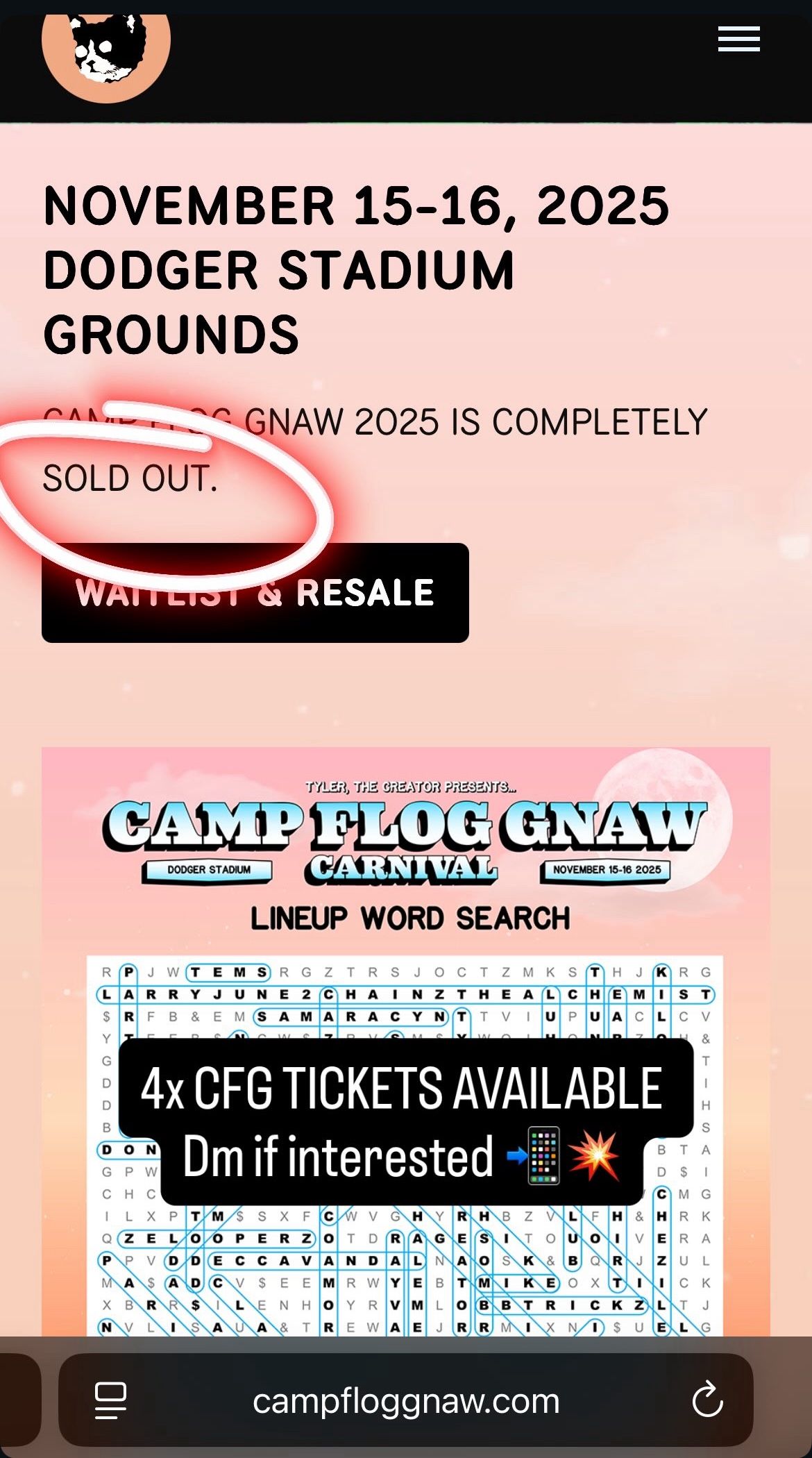 Camp Flog Gnaw Tickets