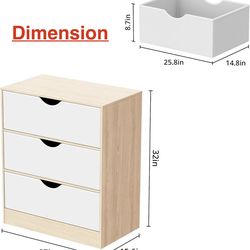 🥨3 Drawers Dresser for Bedroom, Fabric PU Drawer with Wood Frame, Large Organizer, Small Dresser with Drawer, Chest of Drawers for Closet, Living Roo