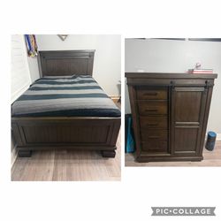 Kids FULL Bedframe with pull out trundle and dresser