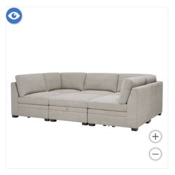 Thomasville Tisdale 6-Piece taupe Modular Sectional with Storage Ottoman