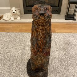 Wooden Otter Sculpture 