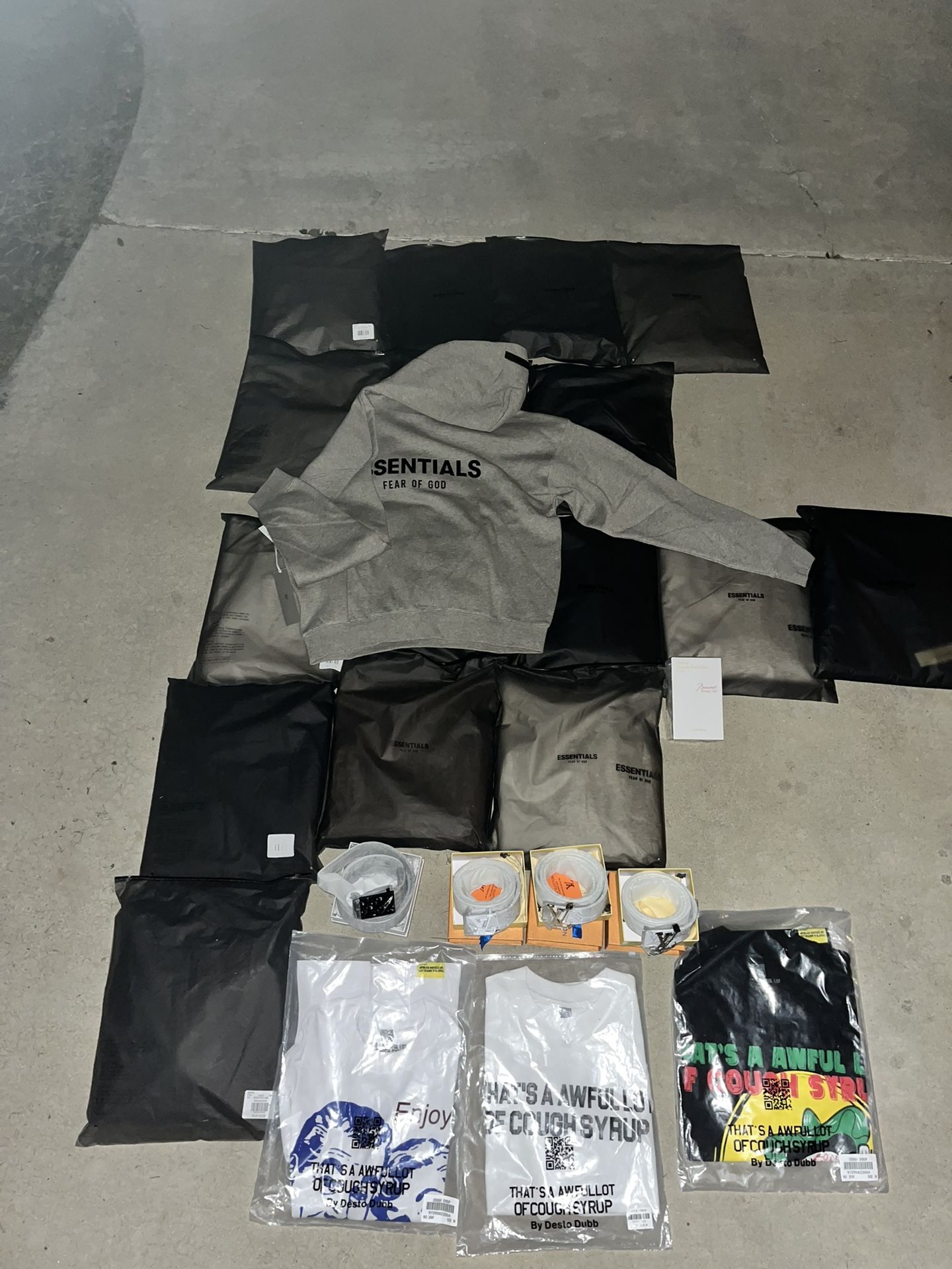 Essentials, Cough Syrup, Belts, Bacharacht cologne