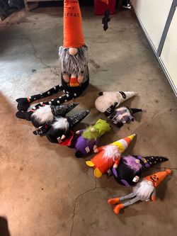 Halloween Gnome Plush Decorations Set of 9