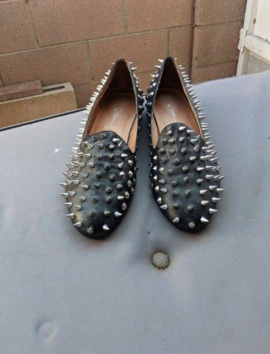 Jeffrey Campbell Havana Last Black Leather Spiked Prystman  Loafers