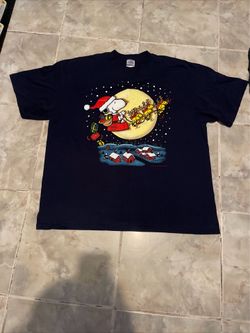 VTG Y2K Peanuts Snoopy Shirt Men’s XL Christmas Santa Woodstock Graphic Tee Xmas