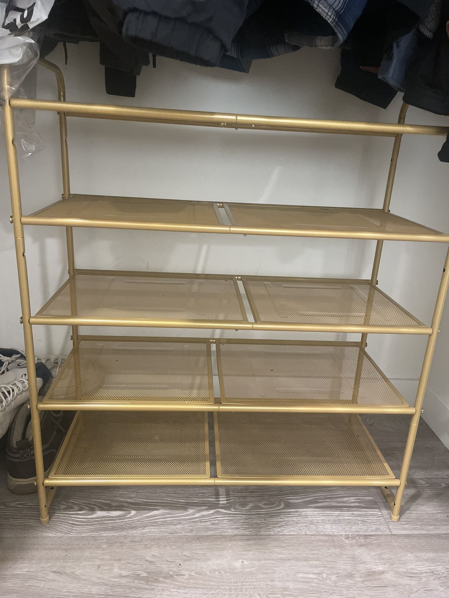 Gold Shoe Rack / Closet Shelving