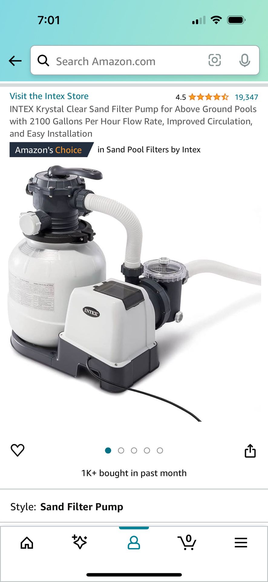 Brand New Krystal Clear Sand Filter Pump For Above Ground Pool