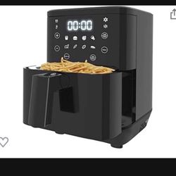 Air Fryer,3.4Qt Small Electric Hot Air Fryer Oilless Cooker 1200W with 8 Presets,LCD Touch Screen,Nonstick Basket(Black)