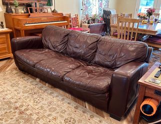 Brown leather couch