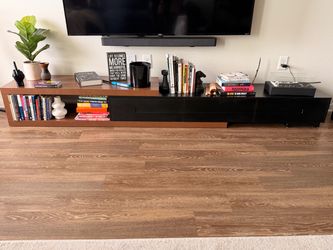Modern Extra-Wide TV Stand / Media Console – Black & Walnut