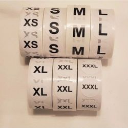 Rolls of Size Labels 3500 XS Thru XXXL