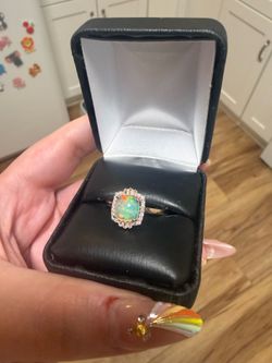 14K Rose Gold, Opal, and Diamond Ring