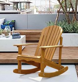 Outdoor Natural Wood Adirondack Rocking Chair