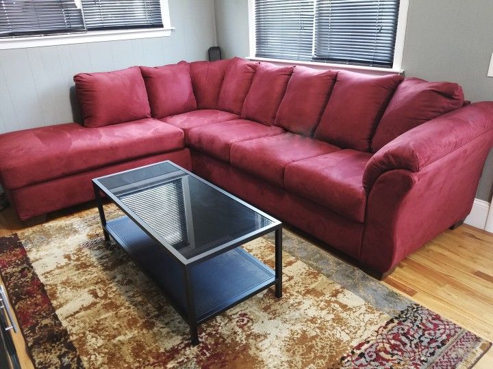 Darcy Red Color 2 Piece L Shaped Sectional Couch With Chaise 🔥 Brand New 🚀 Salsa Tone Furniture