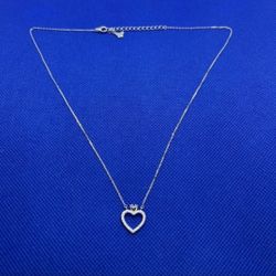 Sterling Silver 925  Moissanite Heart Crown Pendant Necklace