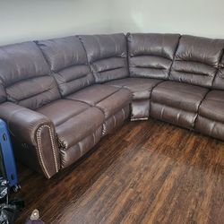 Chocolate brown leather sectional