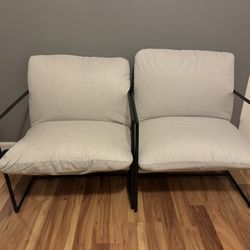 NEW Metal Framed Sling Chair Off White - Room Essentials Accent Chair (Set of 2)