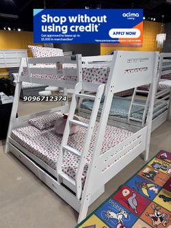 Twinfull Size White Plain Bunkbed With Ortho Matres!!!