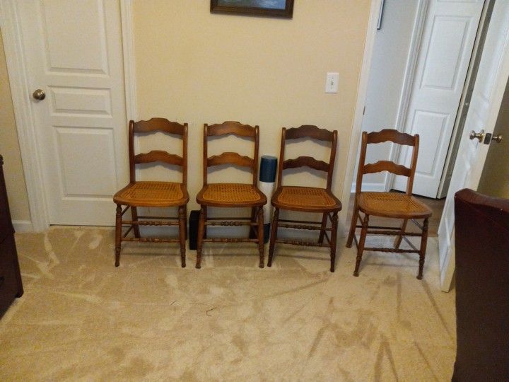 Antique Cane And Wood Chairs
