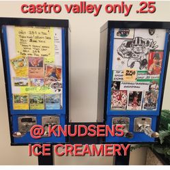 SPORTS CARDS AND POKEMON CARDS ONLY .25 CENTS IN CASTRO VALLEY  KNUDSENS ICE CREAMERY