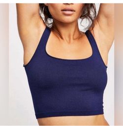  Free People Scoop Neck Crop Size XS/S. Navy Blue