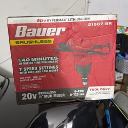 Bauer Brushless 1/2” Mud Mixer 20v Hypermax Lithium-Ion