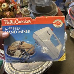 Betty Crocker 6-Speed Hand Mixer - Classic White Kitchen Mixer 