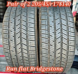 Pair of 2 run flan Bridgestone tires 205/45/r17 ‼️ free instalation and balance ‼️
