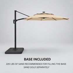 Hampton Bay 11 ft. Beige LED Umbrella