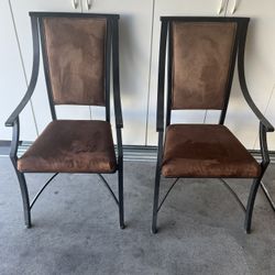 $150 – Pair Of Metal And Suede Dining Chairs – $150